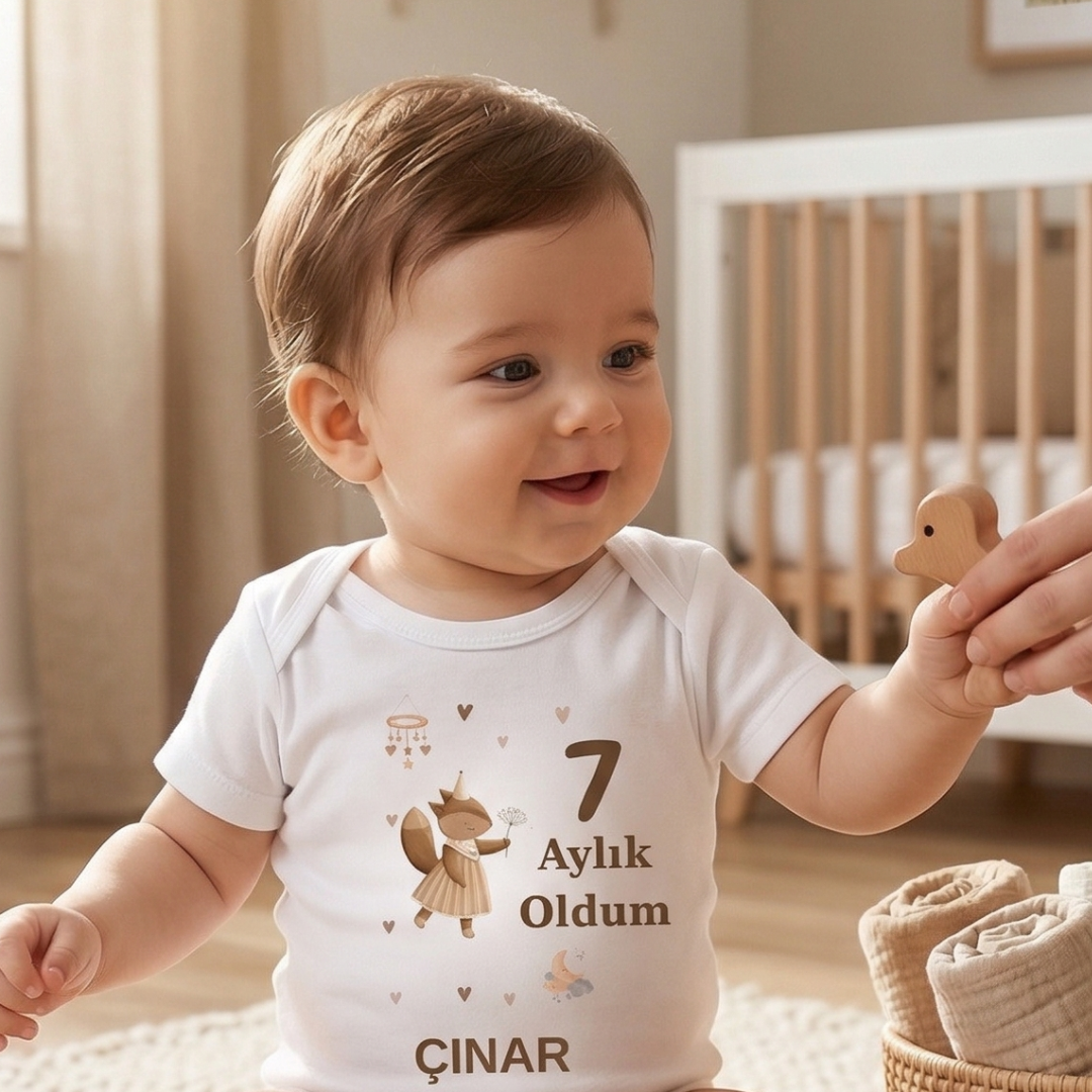 İsme Özel 12'li Aylık Bebek Hatıra Seti - Fotoğraf Çekim Zıbınları -Model4