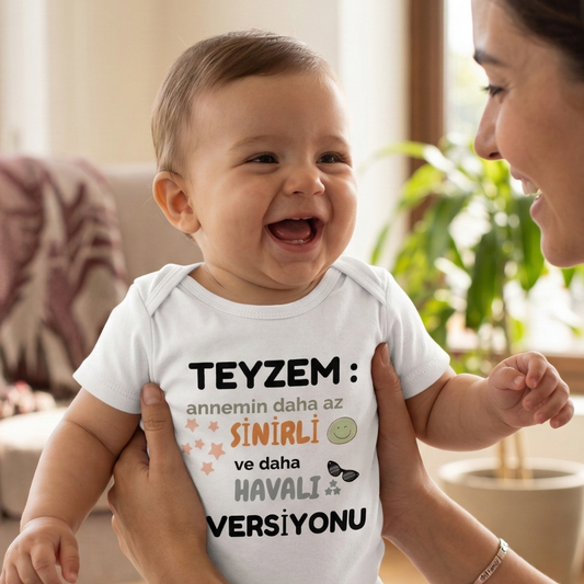 Teyzem Daha Havalı Komik Tasarımlı Bebek Body %100 Pamuk Zıbın