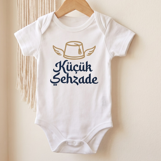 "Şehzade" Temalı Esprili Sünnet Çocuğu Zıbını - Sünnet Hatırası %100 Pamuklu Body
