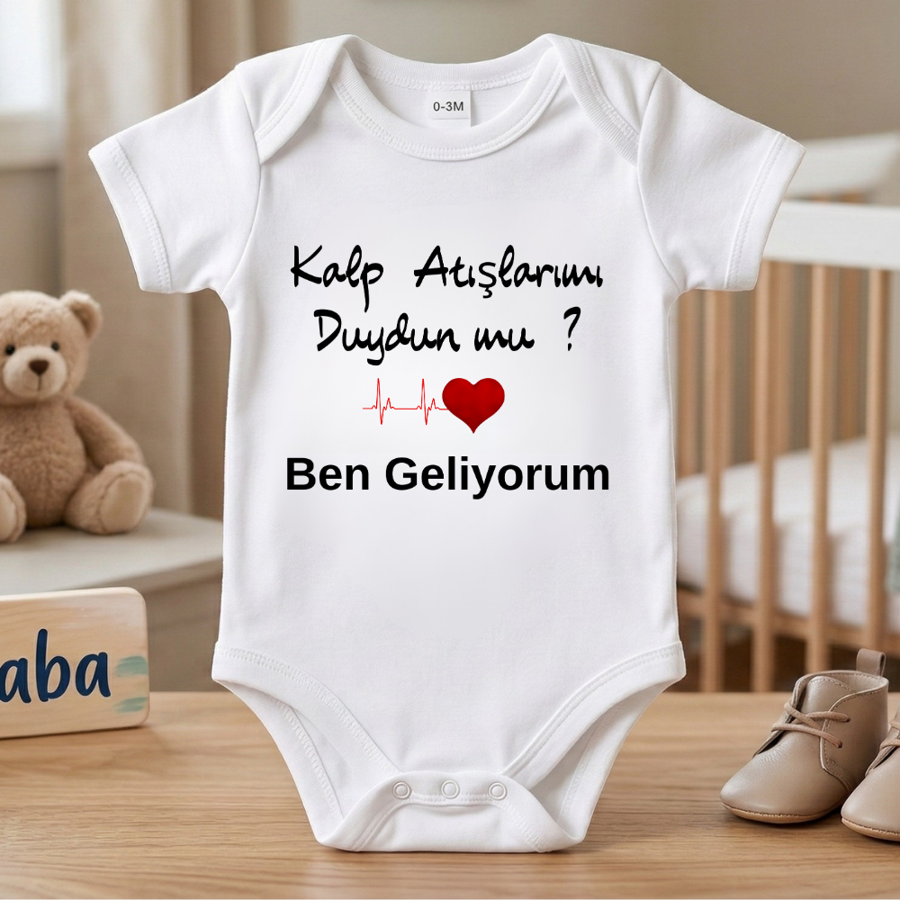 Babaya Hamilelik Müjdesi Temalı Bebek Zıbını - "Merhaba Baba" Hediyesi