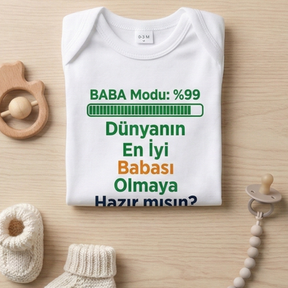 Babaya Hamilelik Müjdesi Temalı Bebek Zıbını - "Merhaba Baba" Hediyesi
