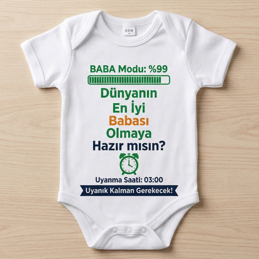Babaya Hamilelik Müjdesi Temalı Bebek Zıbını - "Merhaba Baba" Hediyesi