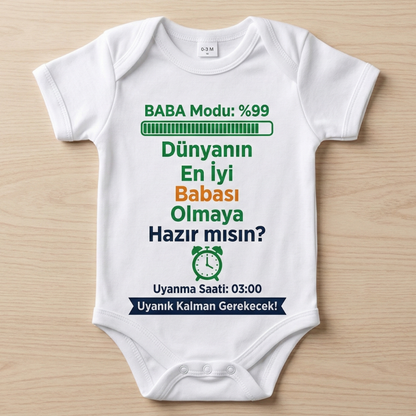 Babaya Hamilelik Müjdesi Temalı Bebek Zıbını - "Merhaba Baba" Hediyesi
