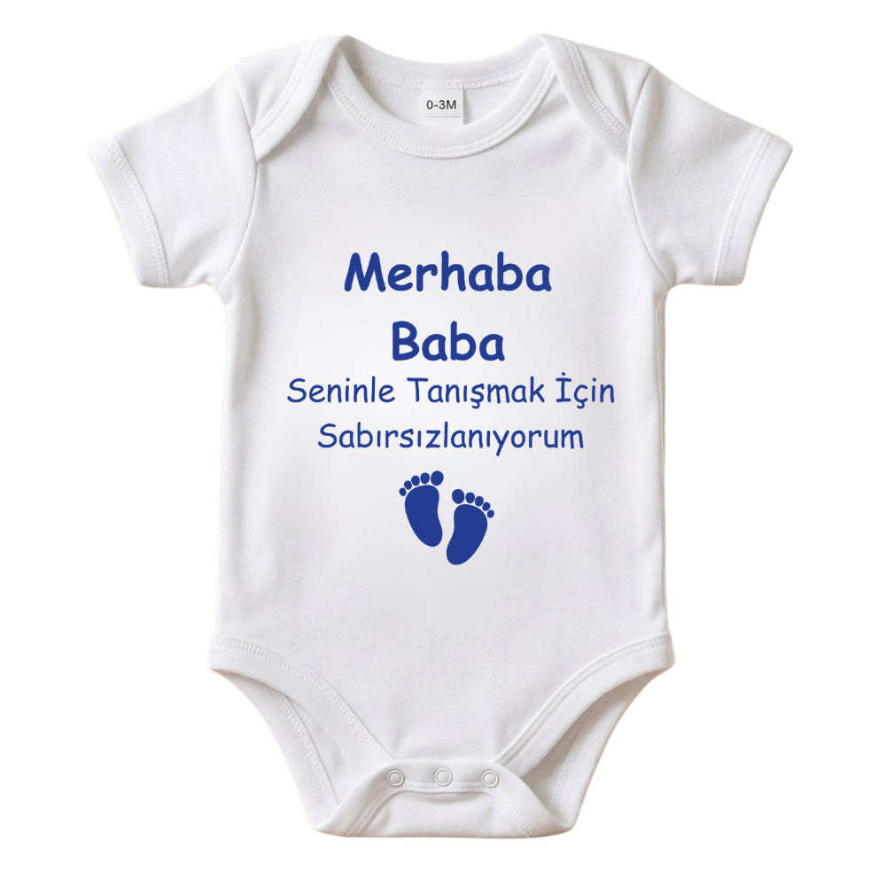 Babaya Hamilelik Müjdesi Temalı Bebek Zıbını - "Merhaba Baba" Hediyesi