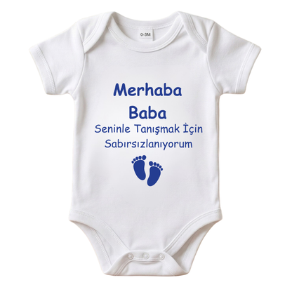 Babaya Hamilelik Müjdesi Temalı Bebek Zıbını - "Merhaba Baba" Hediyesi