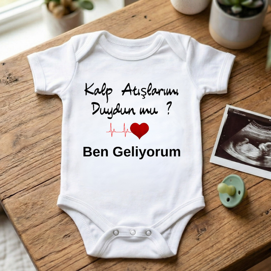 Babaya Hamilelik Müjdesi Temalı Bebek Zıbını -Kalp Atışlarımı Duydun Mu