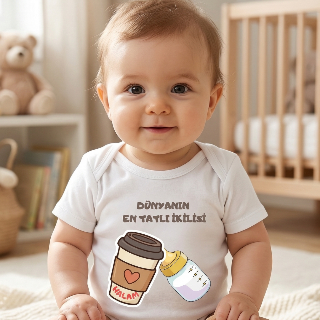 Hala Yazılı Eğlenceli Bebek Body Zıbın %100 Pamuk