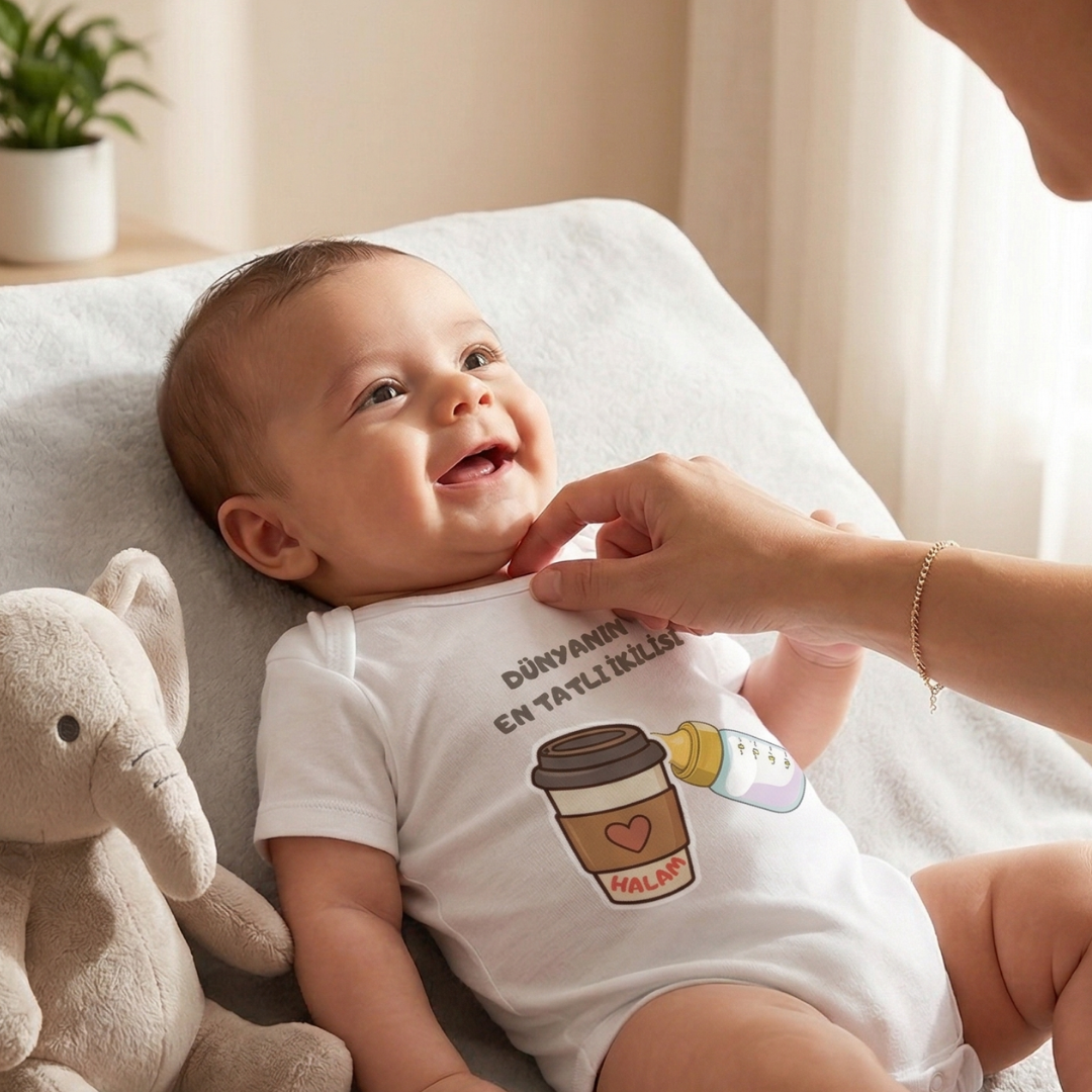 Hala Yazılı Eğlenceli Bebek Body Zıbın %100 Pamuk