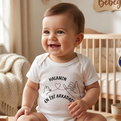 Hala Yazılı Eğlenceli Bebek Body Zıbın %100 Pamuk