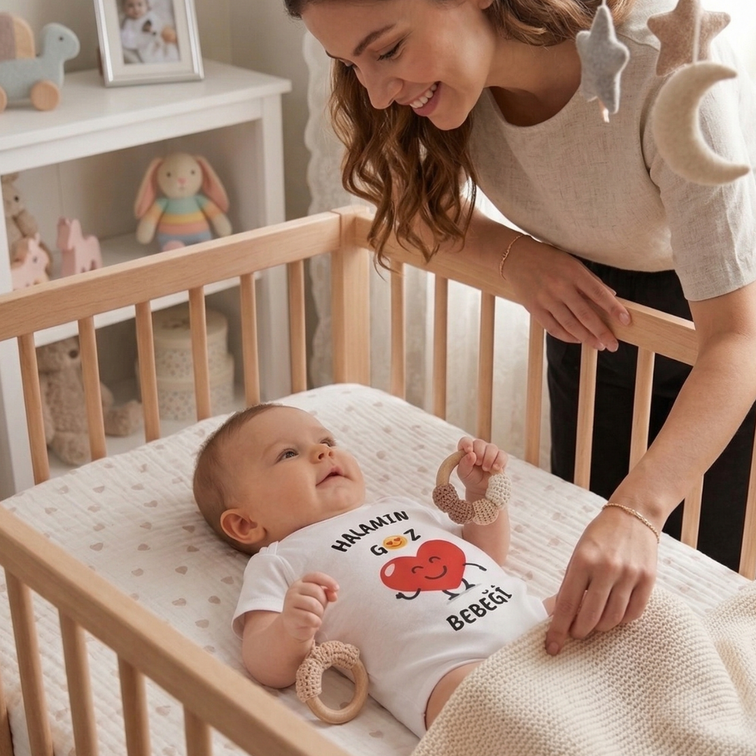 Hala Yazılı Eğlenceli Bebek Body Zıbın %100 Pamuk