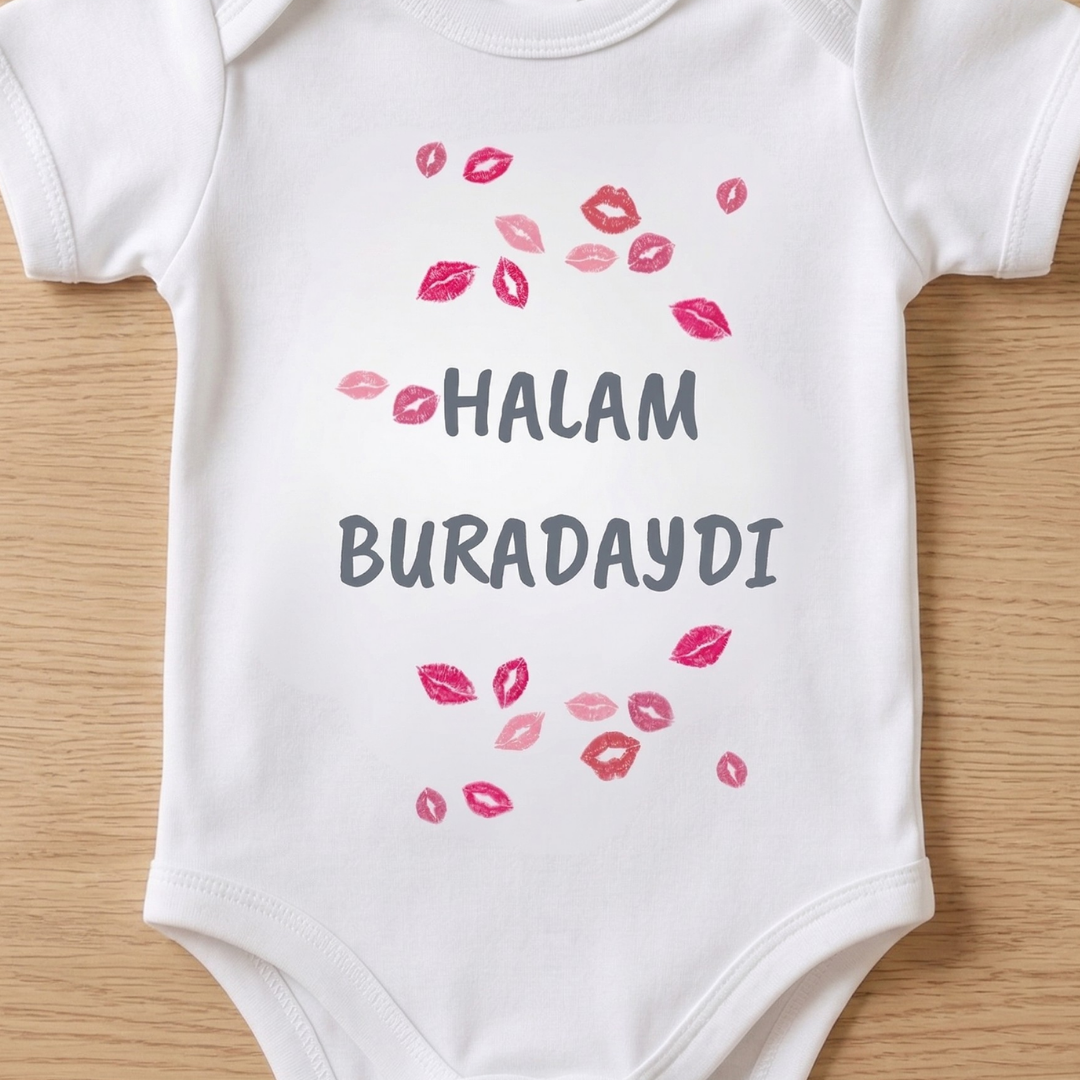 Hala Yazılı Eğlenceli Bebek Body Zıbın %100 Pamuk