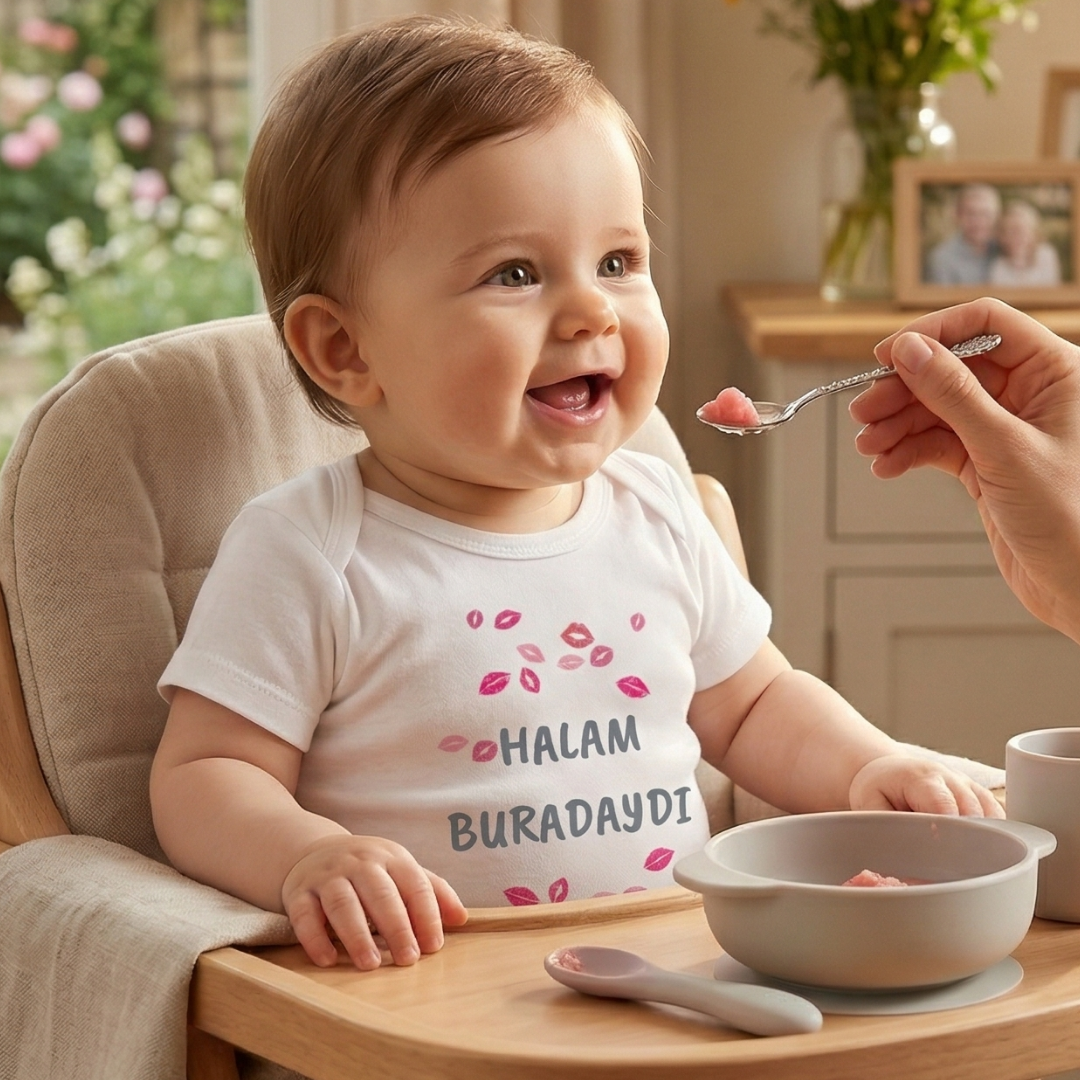 Hala Yazılı Eğlenceli Bebek Body Zıbın %100 Pamuk